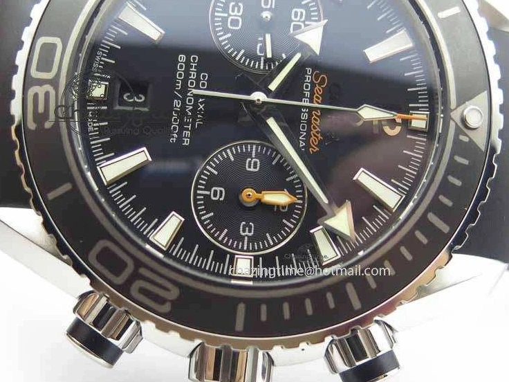 0319 Unisex Planet Ocean Master Chrono 45mm SS OM 1:1 Best Edition Black Dial On Black Rubber Strap A 8171